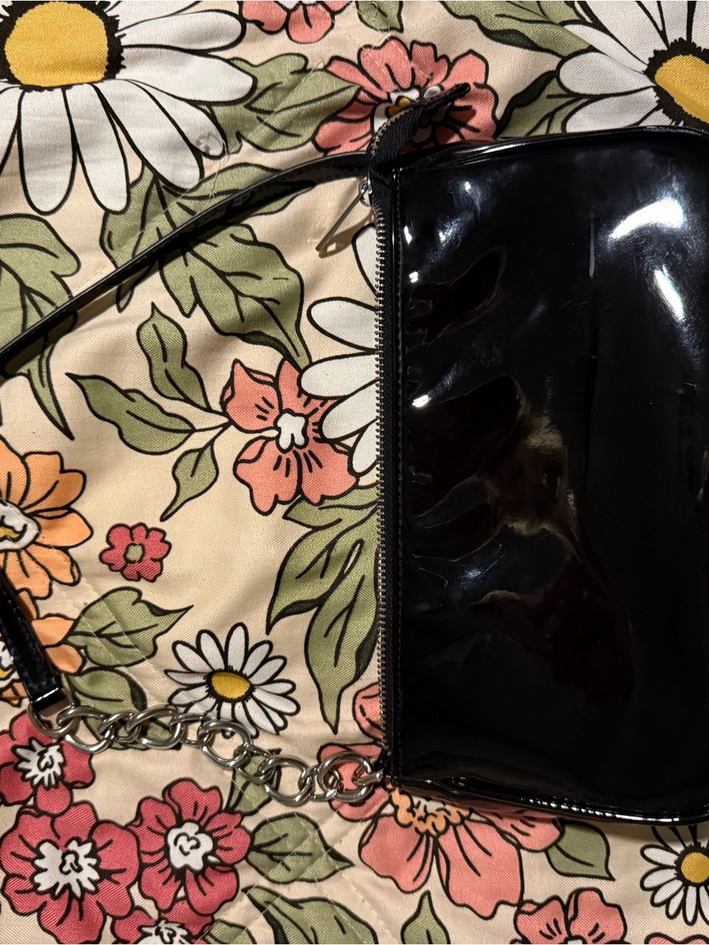 Bershka Black Patent Mini Crossbody Bag